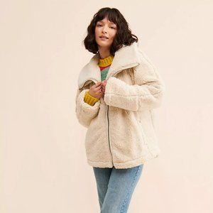 Free People Raya Cozy Coat, Teddy Fleece,  XL Cream